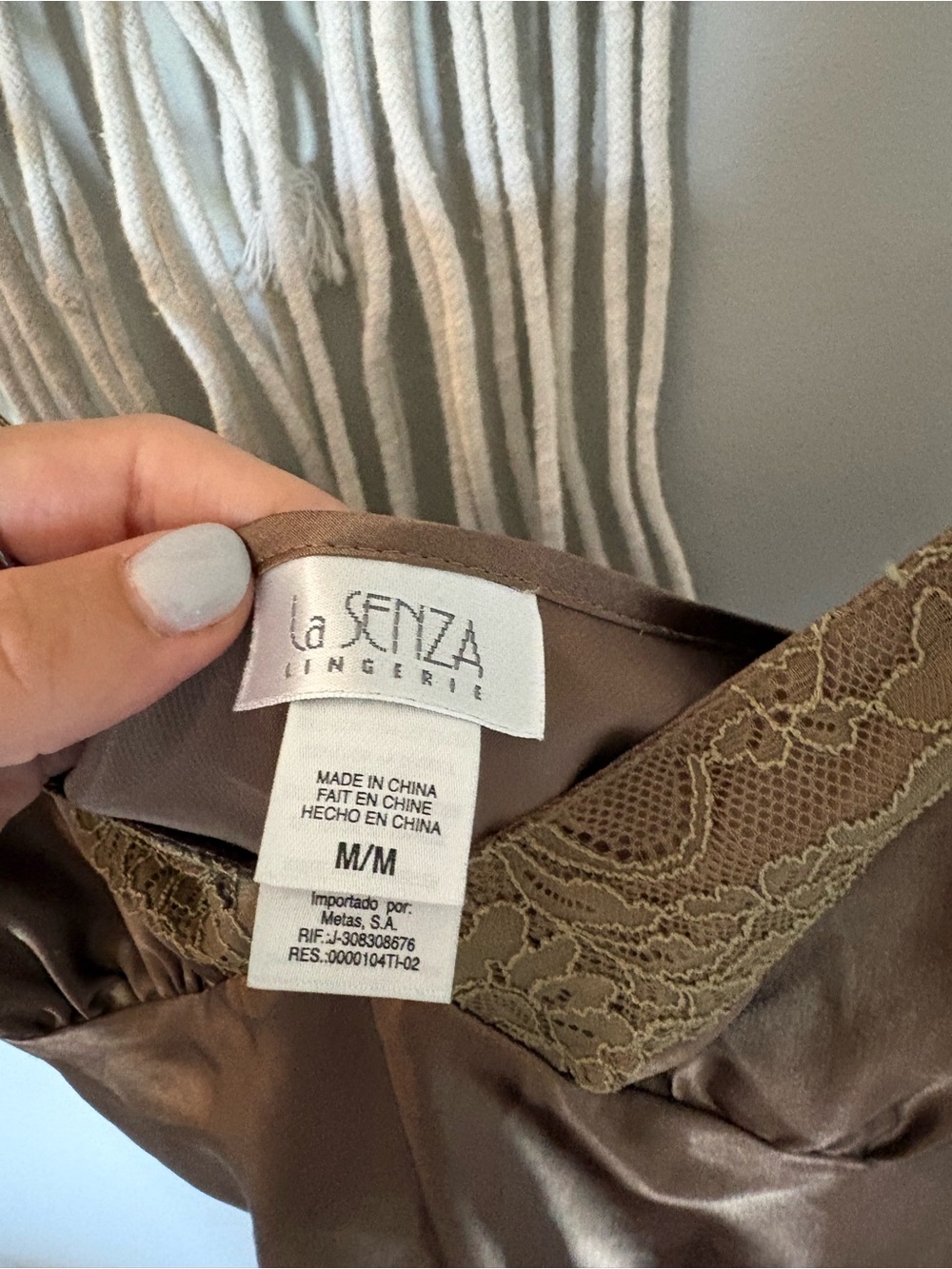 La SENZA Satin Lace-Trim Slip Dress - Taupe - Picture 4 of 6